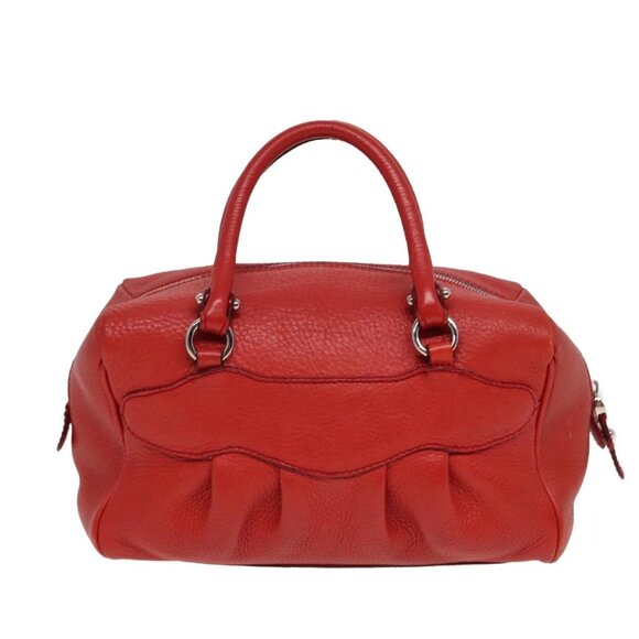 Salvatore Ferragamo Gancini Hand Bag Leather 2way Red Auth 78767 - Picture 2 of 16